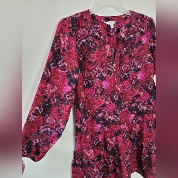 NEW Time & Tru Tiered Mini Dress Red Floral Paisley Boho Cottage Fairy Peasant - Picture 7 of 10